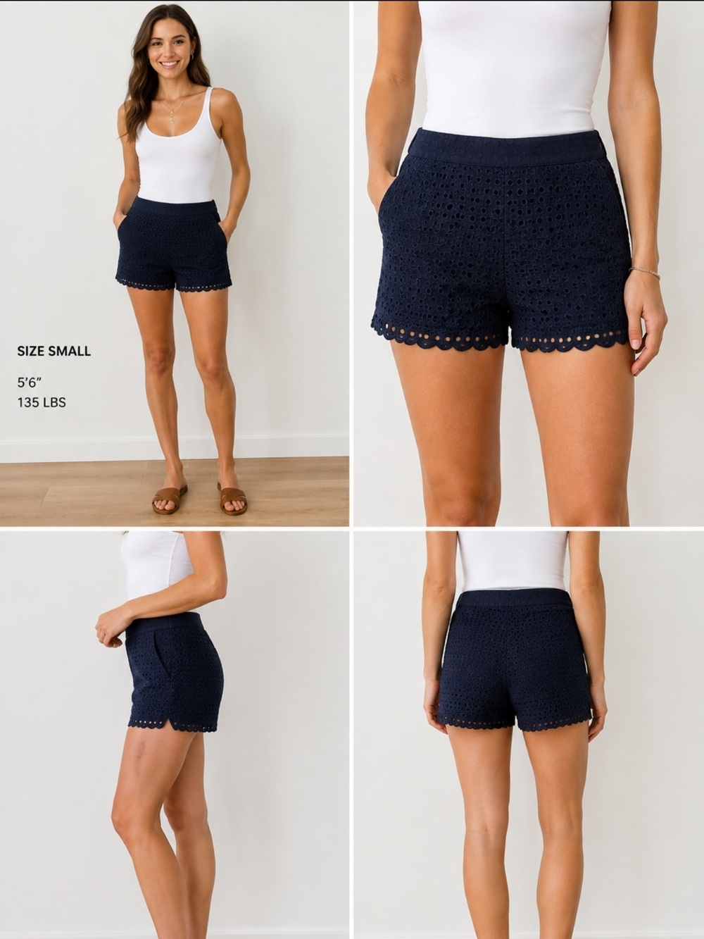 J.Crew Navy Eyelet Scalloped-Hem Shorts – Size 00